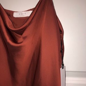 ASTR the Label Cowl Neck Satin Tank